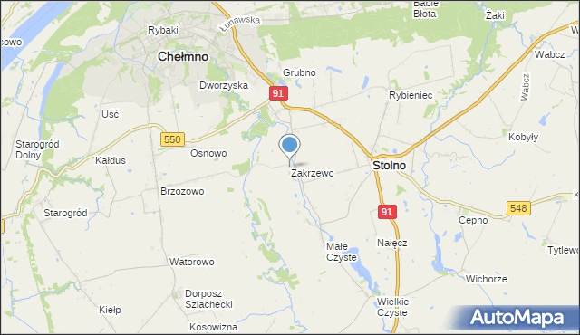 mapa Zakrzewo, Zakrzewo gmina Stolno na mapie Targeo