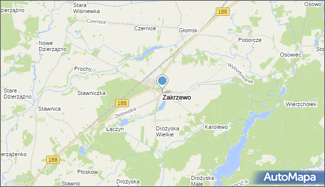 mapa Zakrzewo, Zakrzewo powiat złotowski na mapie Targeo