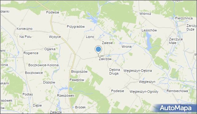 mapa Zakrzów, Zakrzów gmina Oksa na mapie Targeo
