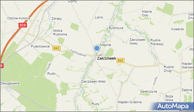 mapa Zakrzówek, Zakrzówek powiat kraśnicki na mapie Targeo