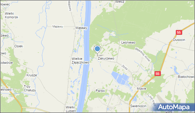 mapa Zakurzewo, Zakurzewo gmina Grudziądz na mapie Targeo