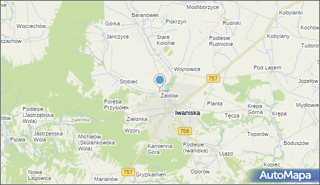 mapa Zaldów, Zaldów na mapie Targeo