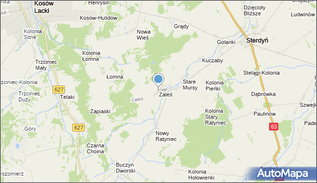 mapa Zaleś, Zaleś gmina Sterdyń na mapie Targeo
