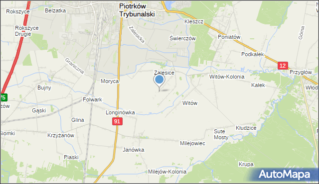 mapa Zalesice-Kolonia, Zalesice-Kolonia gmina Sulejów na mapie Targeo