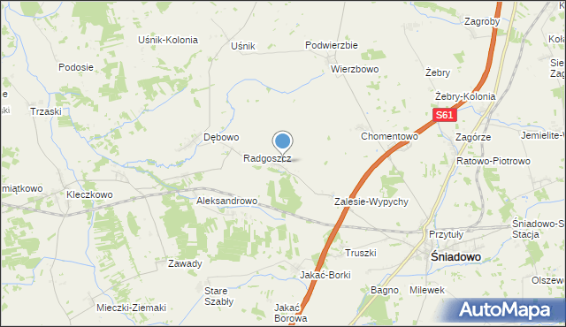 mapa Zalesie-Poczynki, Zalesie-Poczynki na mapie Targeo