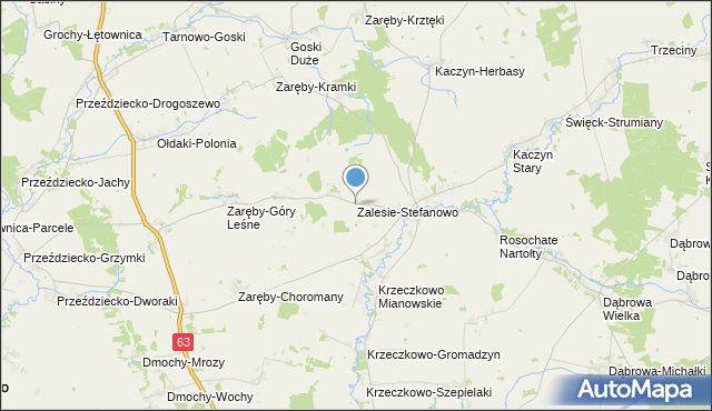 mapa Zalesie-Stefanowo, Zalesie-Stefanowo na mapie Targeo