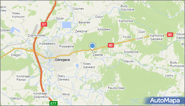 mapa Zalesie, Zalesie gmina Glinojeck na mapie Targeo