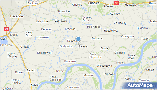 mapa Zalesie, Zalesie gmina Łubnice na mapie Targeo
