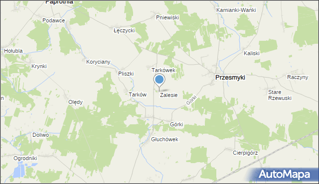 mapa Zalesie, Zalesie gmina Przesmyki na mapie Targeo