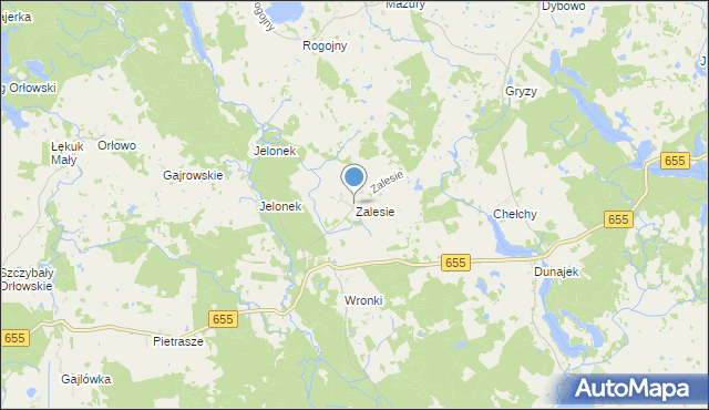 mapa Zalesie, Zalesie gmina Świętajno na mapie Targeo