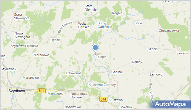 mapa Zalesie, Zalesie gmina Szydłowo na mapie Targeo