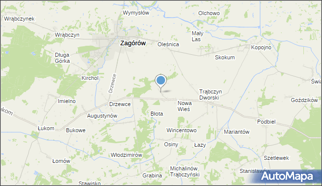 mapa Zalesie, Zalesie gmina Zagórów na mapie Targeo