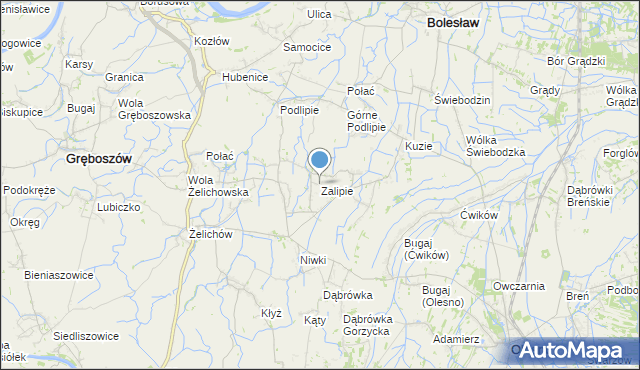 mapa Zalipie, Zalipie gmina Olesno na mapie Targeo