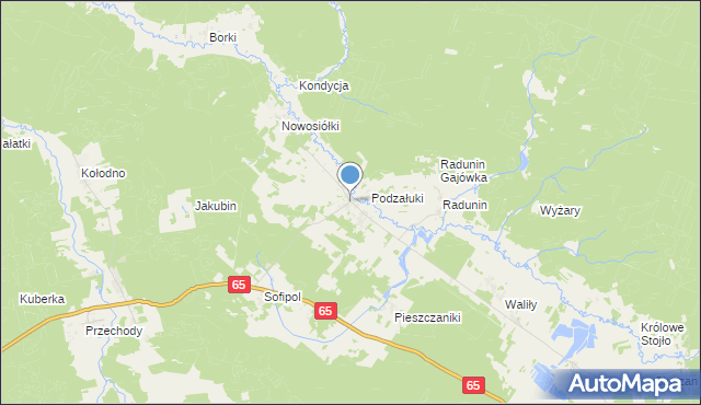 mapa Załuki, Załuki gmina Gródek na mapie Targeo