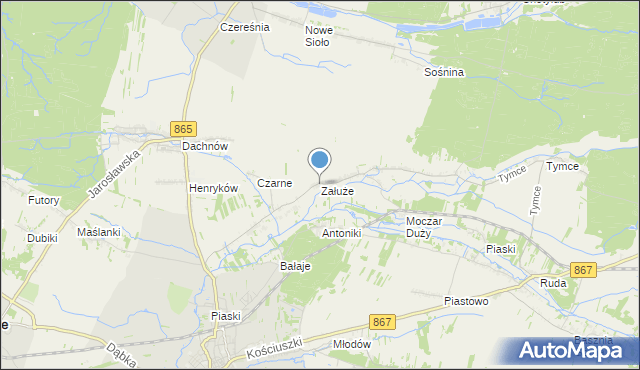mapa Załuże, Załuże gmina Lubaczów na mapie Targeo