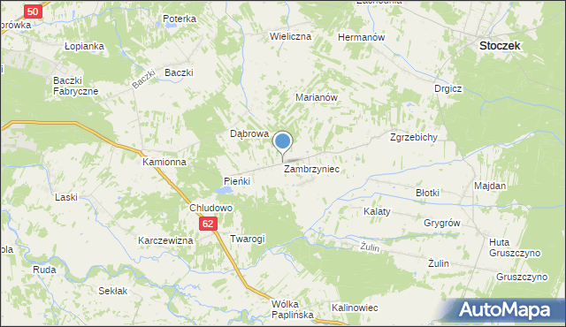 mapa Zambrzyniec, Zambrzyniec na mapie Targeo