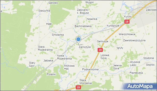 mapa Zamczysk, Zamczysk gmina Sokółka na mapie Targeo