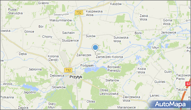 mapa Zameczek-Kolonia, Zameczek-Kolonia na mapie Targeo