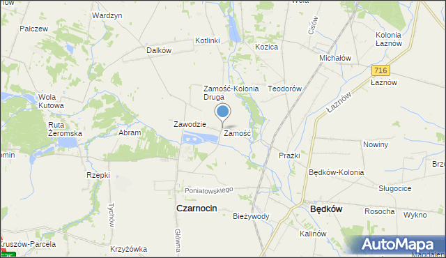 mapa Zamościa, Zamość gmina Czarnocin na mapie Targeo