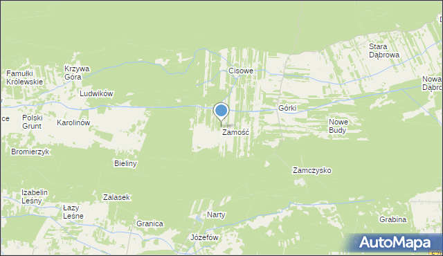 mapa Zamościa, Zamość gmina Leoncin na mapie Targeo