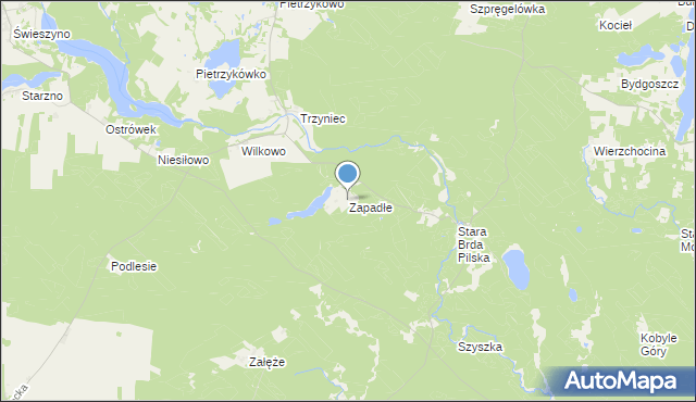 mapa Zapadłe, Zapadłe gmina Koczała na mapie Targeo