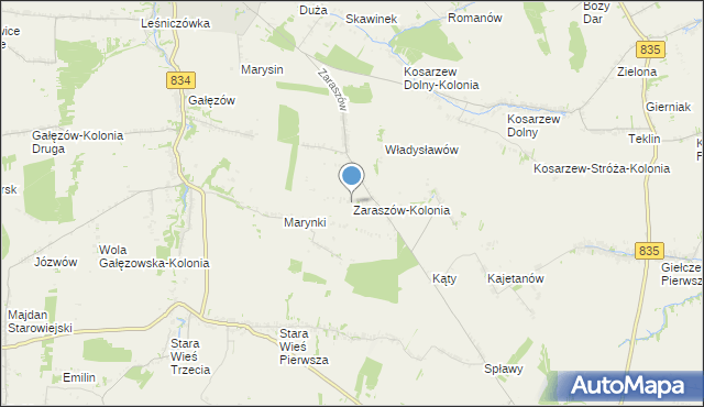 mapa Zaraszów-Kolonia, Zaraszów-Kolonia na mapie Targeo