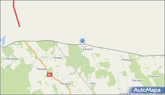 mapa Żardyny, Żardyny na mapie Targeo