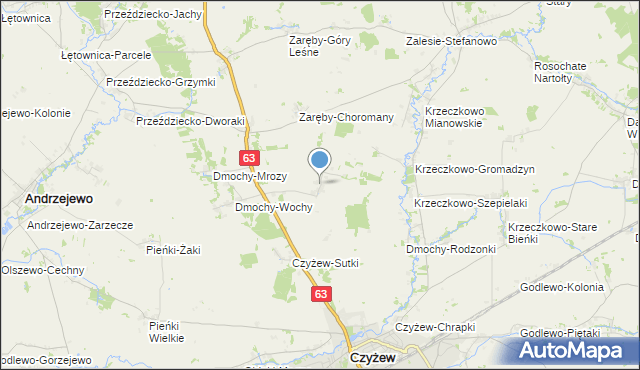 mapa Zaręby-Bindugi, Zaręby-Bindugi na mapie Targeo