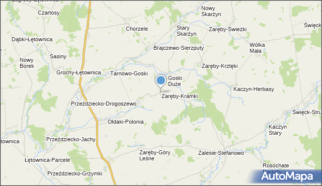 mapa Zaręby-Kramki, Zaręby-Kramki na mapie Targeo