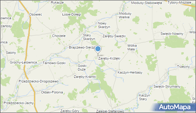 mapa Zaręby-Krztęki, Zaręby-Krztęki na mapie Targeo