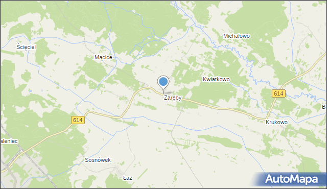 mapa Zaręby, Zaręby gmina Chorzele na mapie Targeo