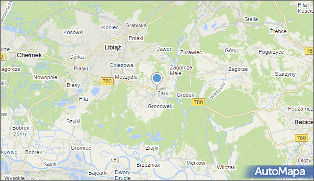 mapa Żarki, Żarki gmina Libiąż na mapie Targeo
