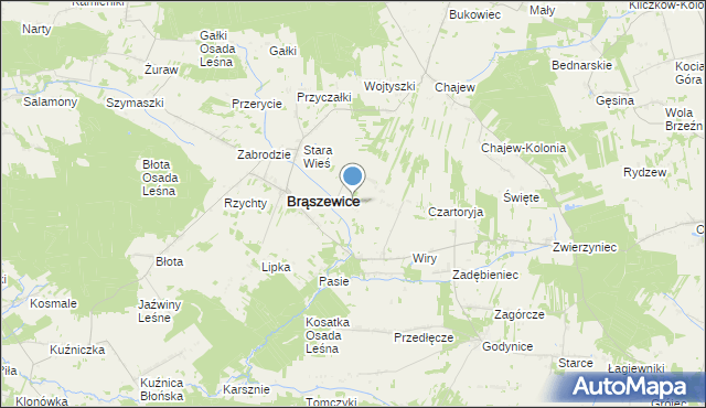 mapa Żarnów, Żarnów gmina Brąszewice na mapie Targeo