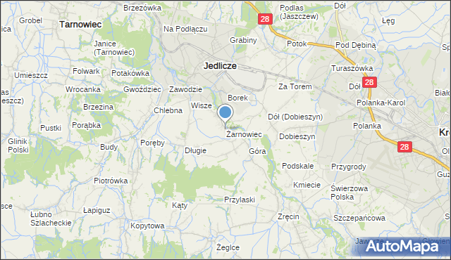 mapa Żarnowiec, Żarnowiec gmina Jedlicze na mapie Targeo