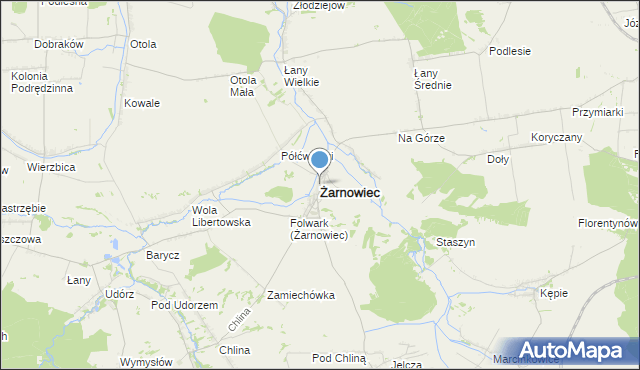 mapa Żarnowiec, Żarnowiec powiat zawierciański na mapie Targeo