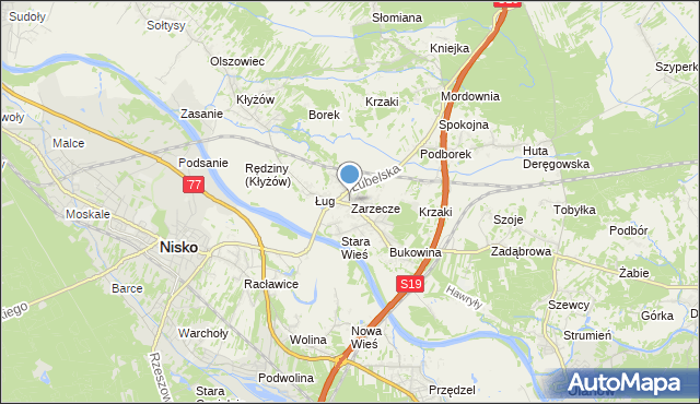 mapa Zarzecze, Zarzecze gmina Nisko na mapie Targeo
