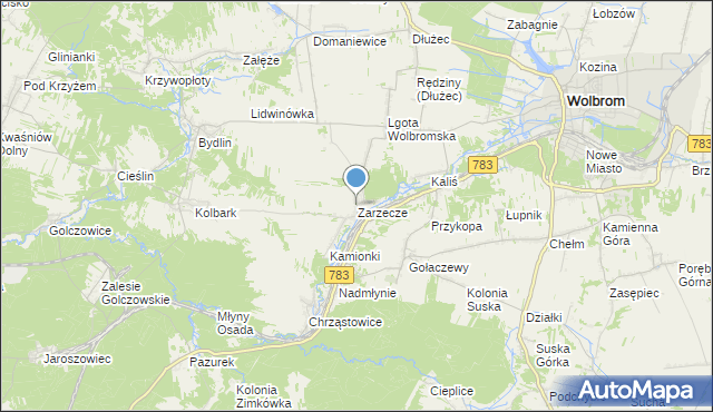 mapa Zarzecze, Zarzecze gmina Wolbrom na mapie Targeo