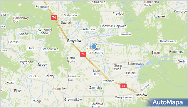 mapa Zastawie, Zastawie gmina Smyków na mapie Targeo