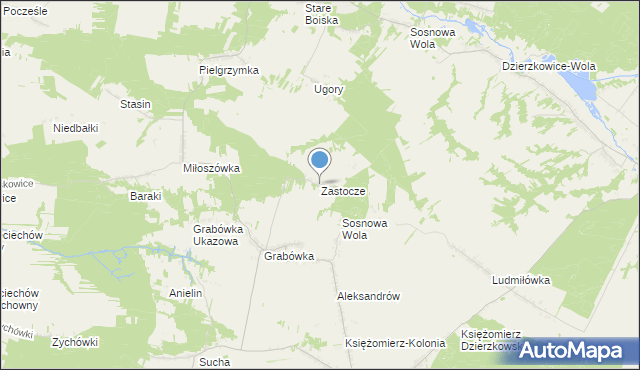 mapa Zastocze, Zastocze gmina Annopol na mapie Targeo