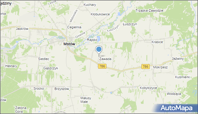 mapa Zawada, Zawada gmina Mstów na mapie Targeo