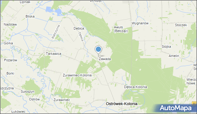 mapa Zawada, Zawada gmina Ostrówek na mapie Targeo