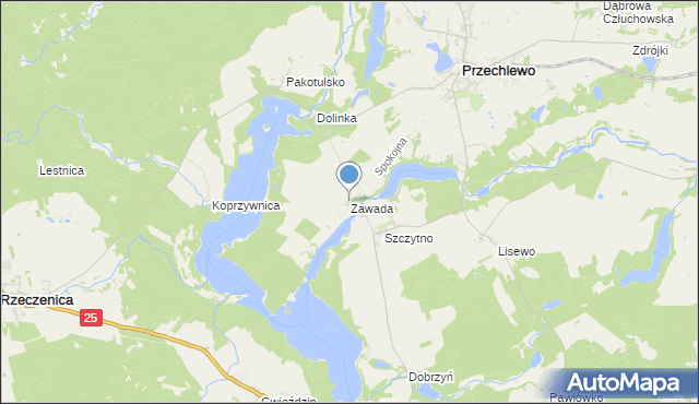 mapa Zawada, Zawada gmina Przechlewo na mapie Targeo