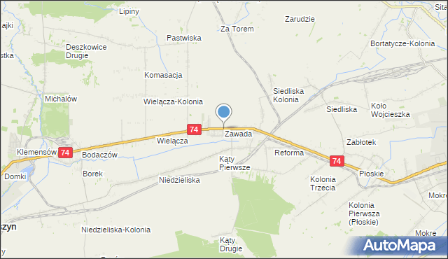 mapa Zawada, Zawada gmina Zamość na mapie Targeo