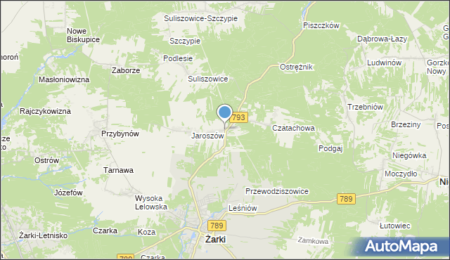 mapa Zawada, Zawada gmina Żarki na mapie Targeo