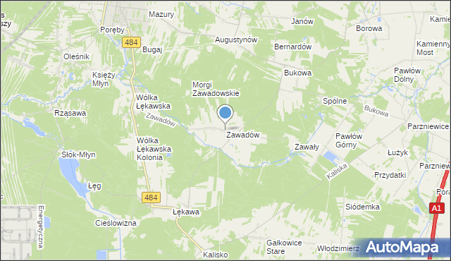 mapa Zawadów, Zawadów gmina Bełchatów na mapie Targeo