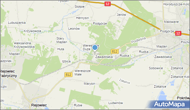 mapa Zawadówka, Zawadówka gmina Rejowiec na mapie Targeo