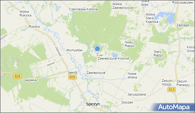 mapa Zawieprzyce-Kolonia, Zawieprzyce-Kolonia na mapie Targeo