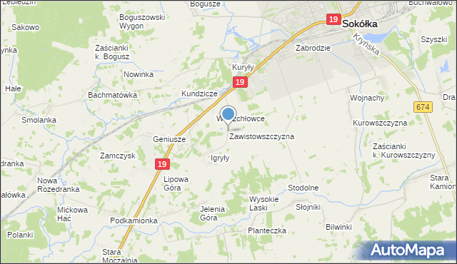 mapa Zawistowszczyzna, Zawistowszczyzna na mapie Targeo