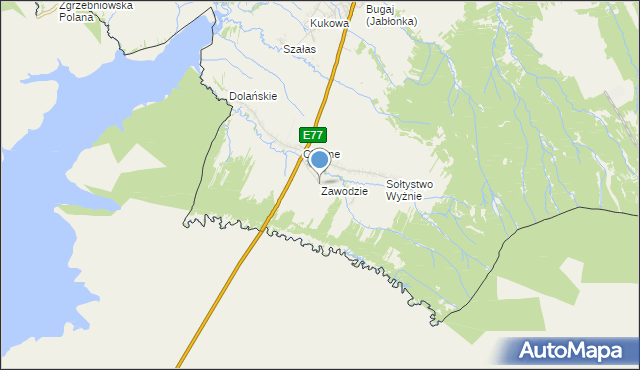 mapa Zawodzie, Zawodzie gmina Jabłonka na mapie Targeo