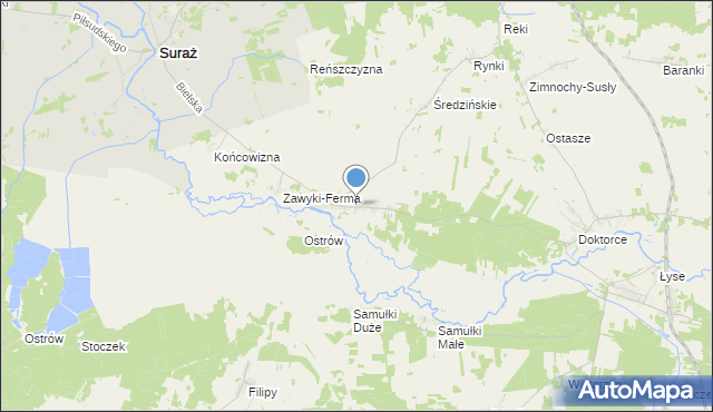 mapa Zawyki, Zawyki na mapie Targeo